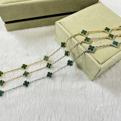 [Riva Jewelry ]CLOVER 6 MOTIF MALACHITE BRACELET