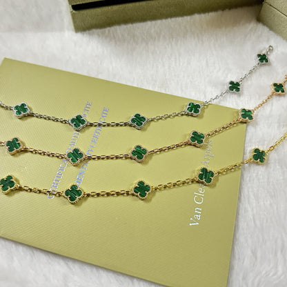 [Riva Jewelry ]CLOVER 6 MOTIF MALACHITE BRACELET