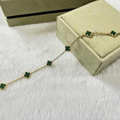 [Riva Jewelry ]CLOVER 6 MOTIF MALACHITE BRACELET