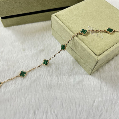 [Riva Jewelry ]CLOVER 6 MOTIF MALACHITE BRACELET
