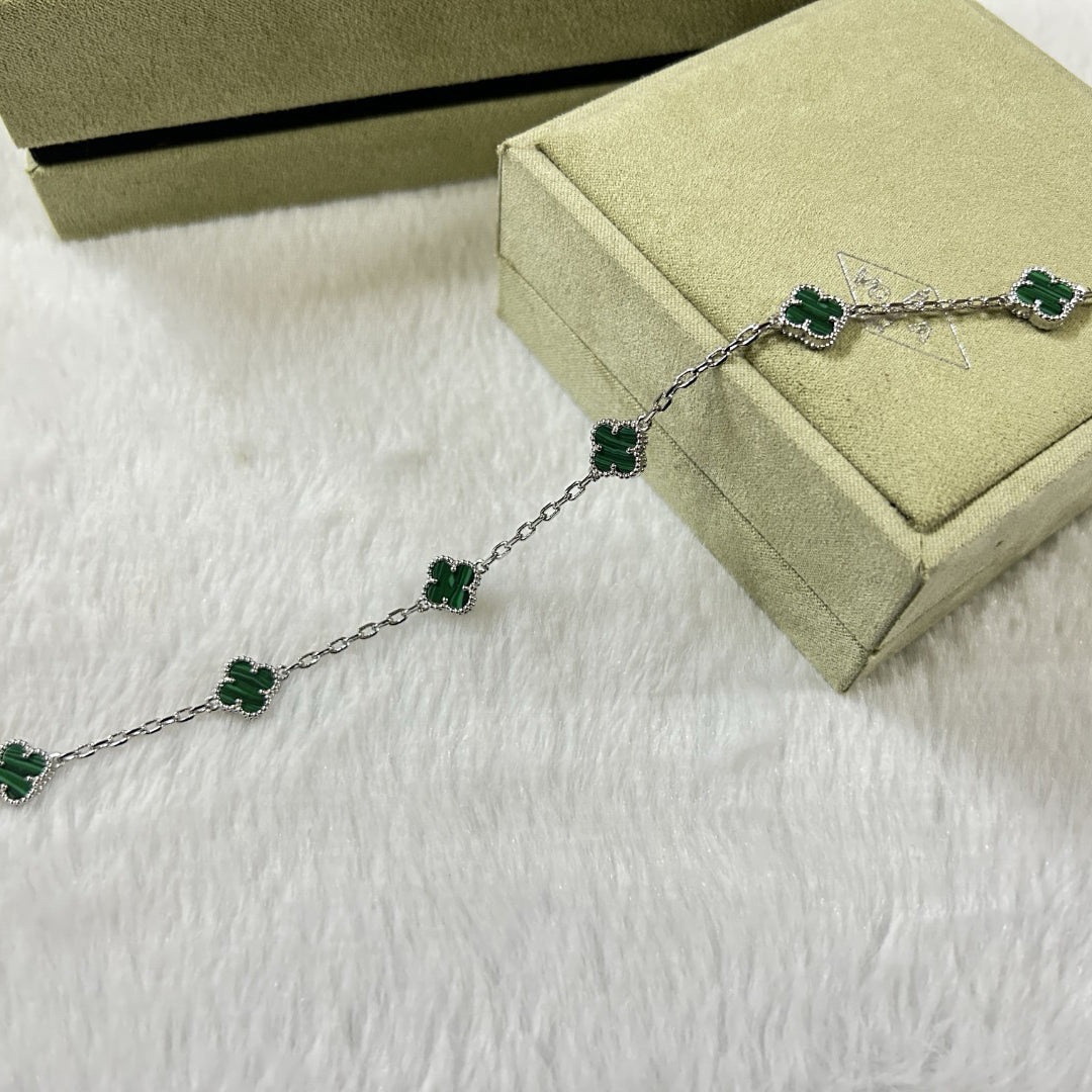 [Riva Jewelry ]CLOVER 6 MOTIF MALACHITE BRACELET