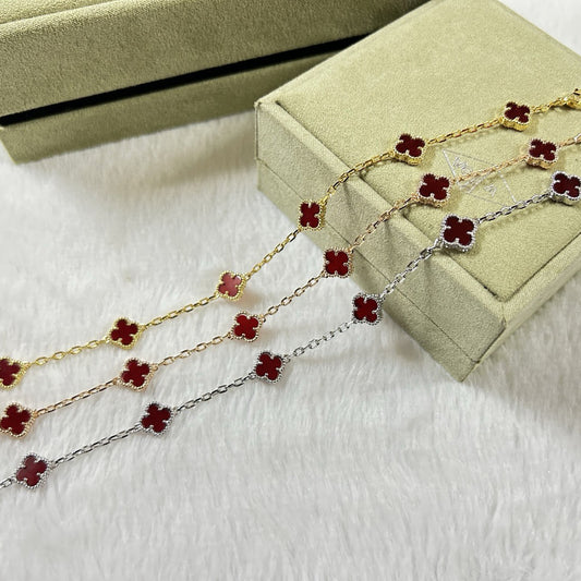 [Riva Jewelry ]CLOVER 6 MOTIF RED AGATE BRACELET