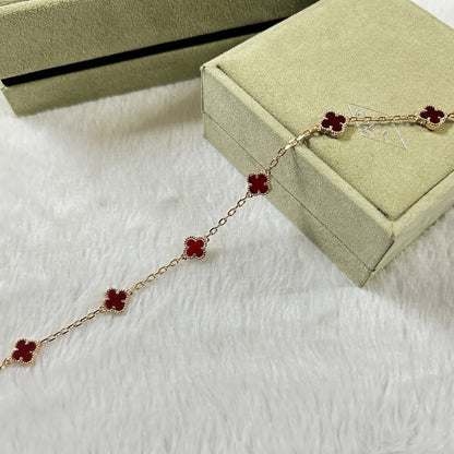 [Riva Jewelry ]CLOVER 6 MOTIF RED AGATE BRACELET