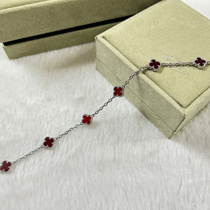 [Riva Jewelry ]CLOVER 6 MOTIF RED AGATE BRACELET