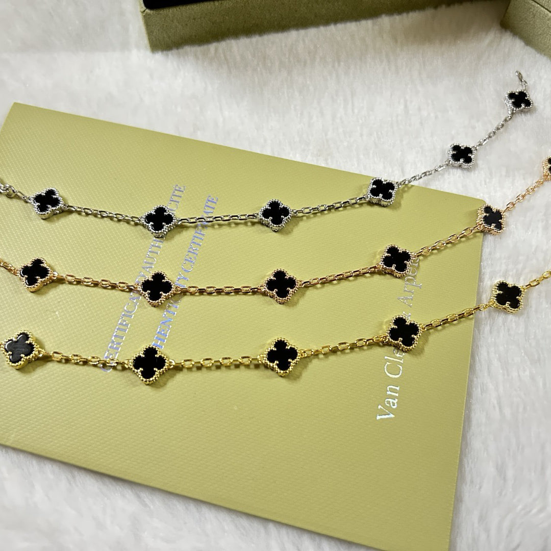 [Riva Jewelry ]CLOVER 6 MOTIF  ONYXS BRACELET