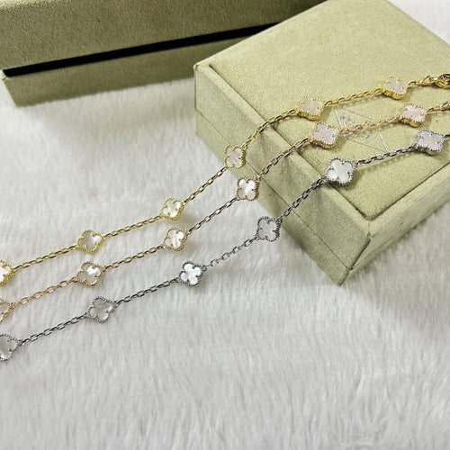 [Riva Jewelry ]CLOVER 6 MOTIF WHITE MOP BRACELET