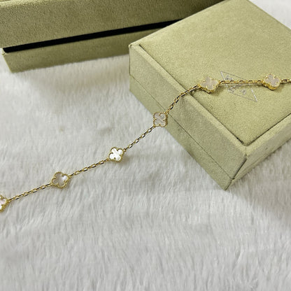 [Riva Jewelry ]CLOVER 6 MOTIF WHITE MOP BRACELET