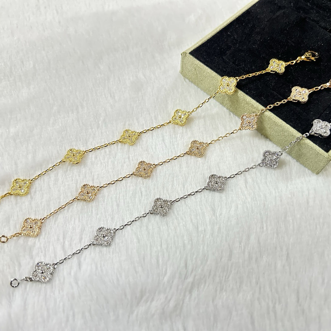 [Riva Jewelry ]CLOVER 6 MOTIF DIAMOND BRACELET