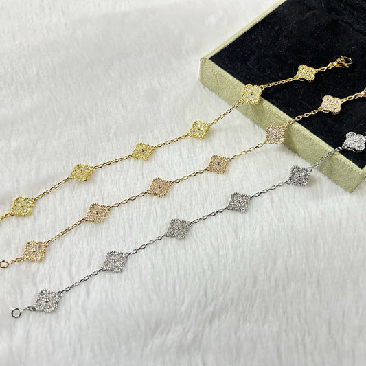 [Riva Jewelry ]CLOVER 6 MOTIF DIAMOND BRACELET