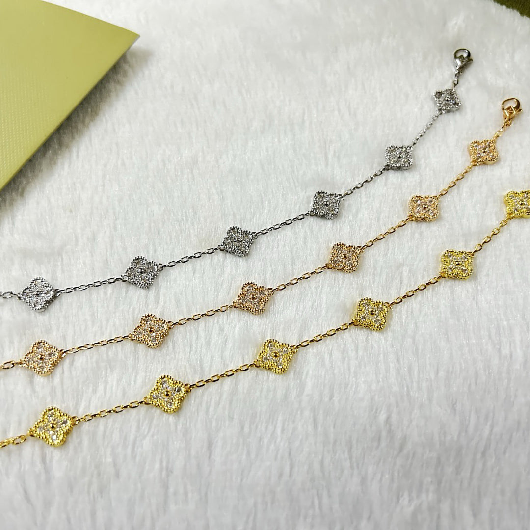 [Riva Jewelry ]CLOVER 6 MOTIF DIAMOND BRACELET