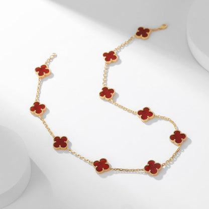 [Riva Jewelry ]CLOVER 10 MOTIFS CARNELIAN NECKLACE