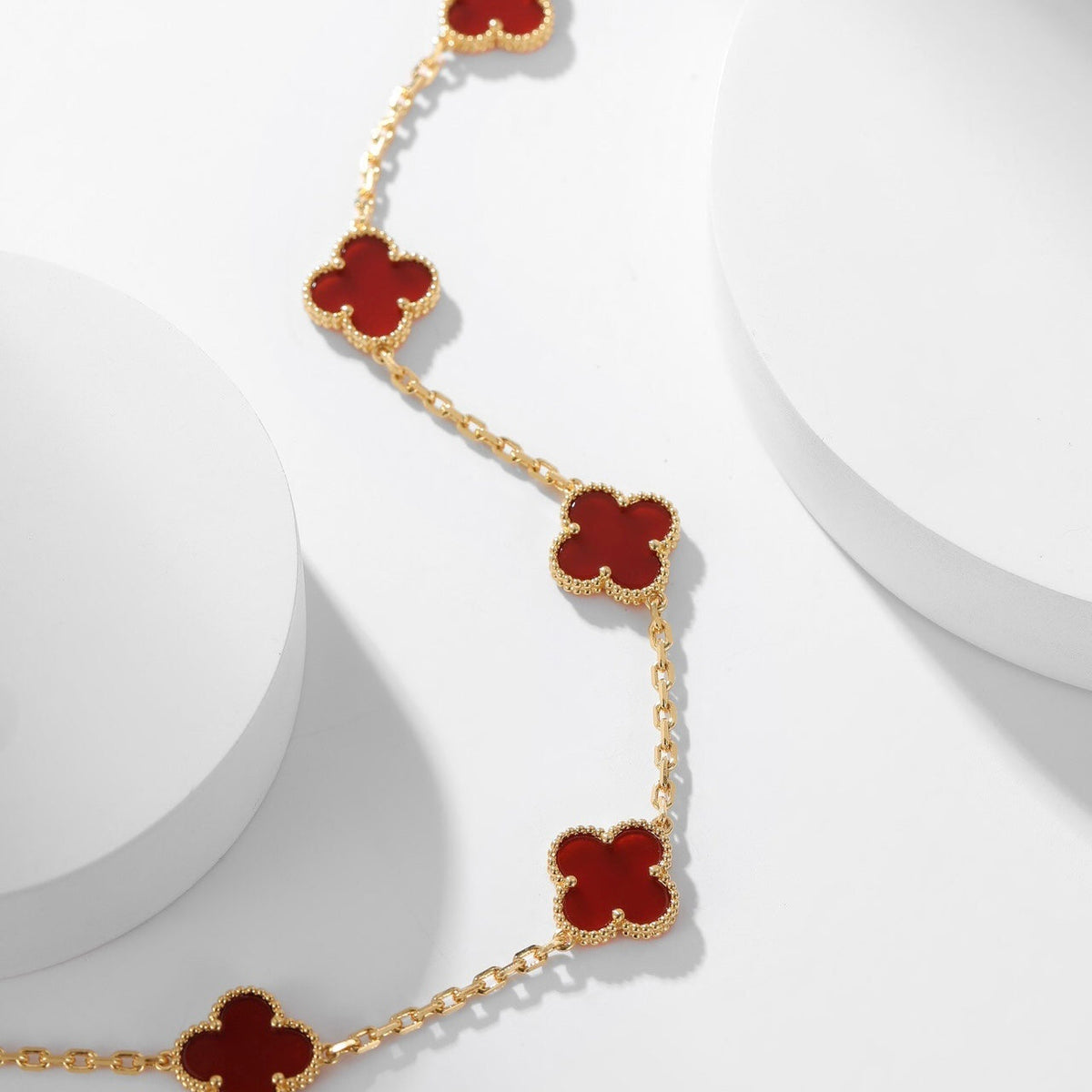 [Riva Jewelry ]CLOVER 10 MOTIFS CARNELIAN NECKLACE