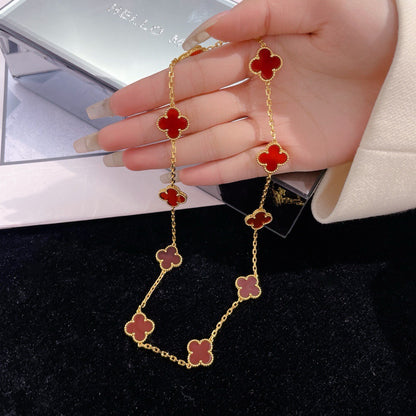[Riva Jewelry ]CLOVER 10 MOTIFS CARNELIAN NECKLACE