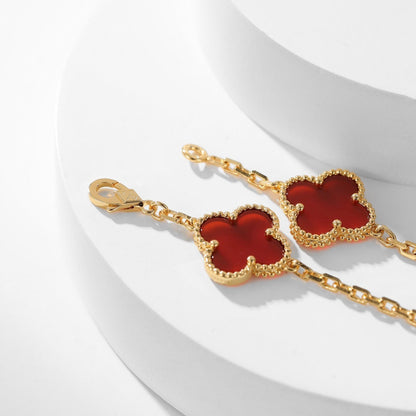 [Riva Jewelry ]CLOVER 10 MOTIFS CARNELIAN NECKLACE