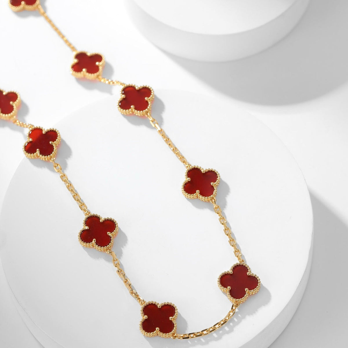 [Riva Jewelry ]CLOVER 10 MOTIFS CARNELIAN NECKLACE