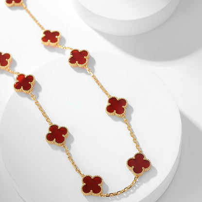 [Riva Jewelry ]CLOVER 10 MOTIFS CARNELIAN NECKLACE