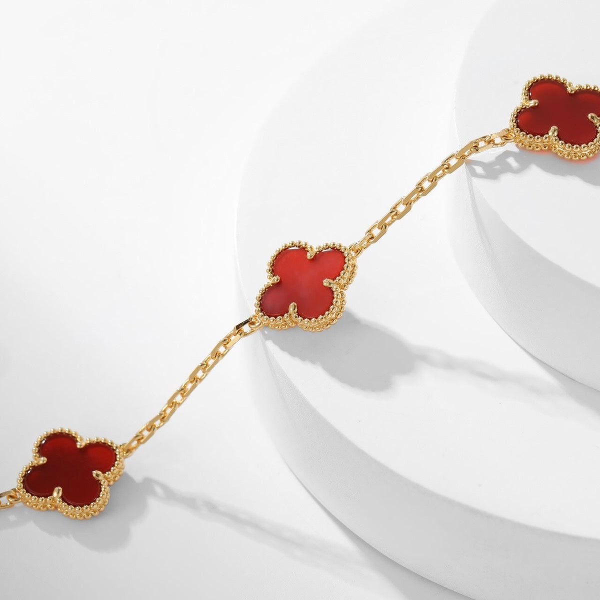 [Riva Jewelry ]CLOVER 10 MOTIFS CARNELIAN NECKLACE
