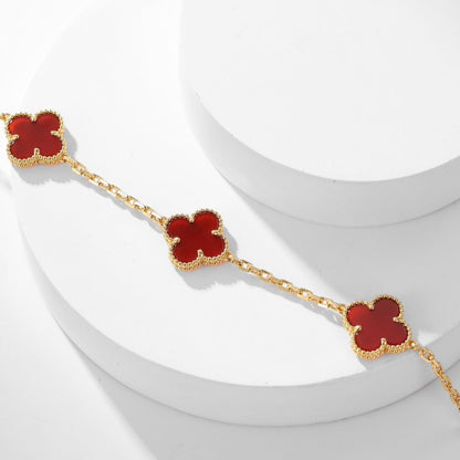 [Riva Jewelry ]CLOVER 10 MOTIFS CARNELIAN NECKLACE