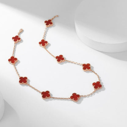 [Riva Jewelry ]CLOVER 10 MOTIFS CARNELIAN NECKLACE