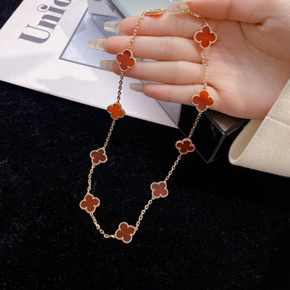 [Riva Jewelry ]CLOVER 10 MOTIFS CARNELIAN NECKLACE