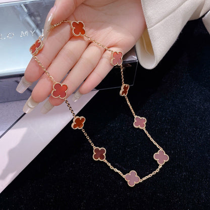 [Riva Jewelry ]CLOVER 10 MOTIFS CARNELIAN NECKLACE