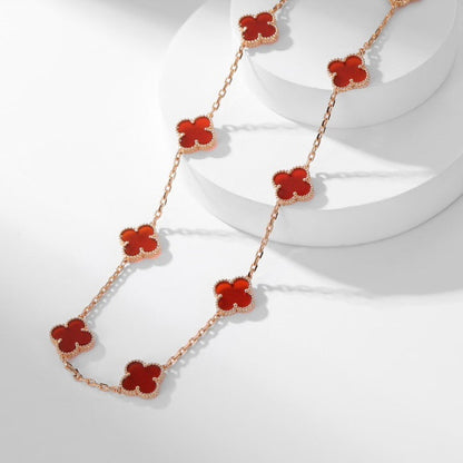 [Riva Jewelry ]CLOVER 10 MOTIFS CARNELIAN NECKLACE