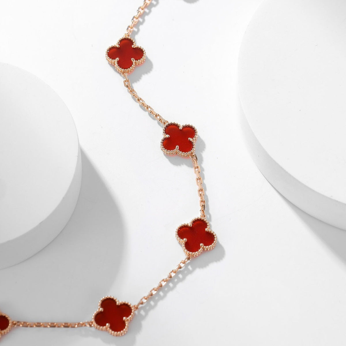 [Riva Jewelry ]CLOVER 10 MOTIFS CARNELIAN NECKLACE