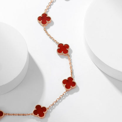 [Riva Jewelry ]CLOVER 10 MOTIFS CARNELIAN NECKLACE