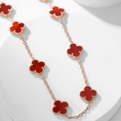 [Riva Jewelry ]CLOVER 10 MOTIFS CARNELIAN NECKLACE