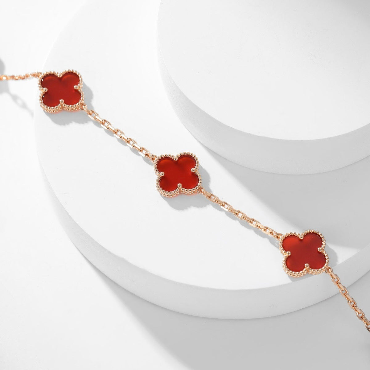 [Riva Jewelry ]CLOVER 10 MOTIFS CARNELIAN NECKLACE