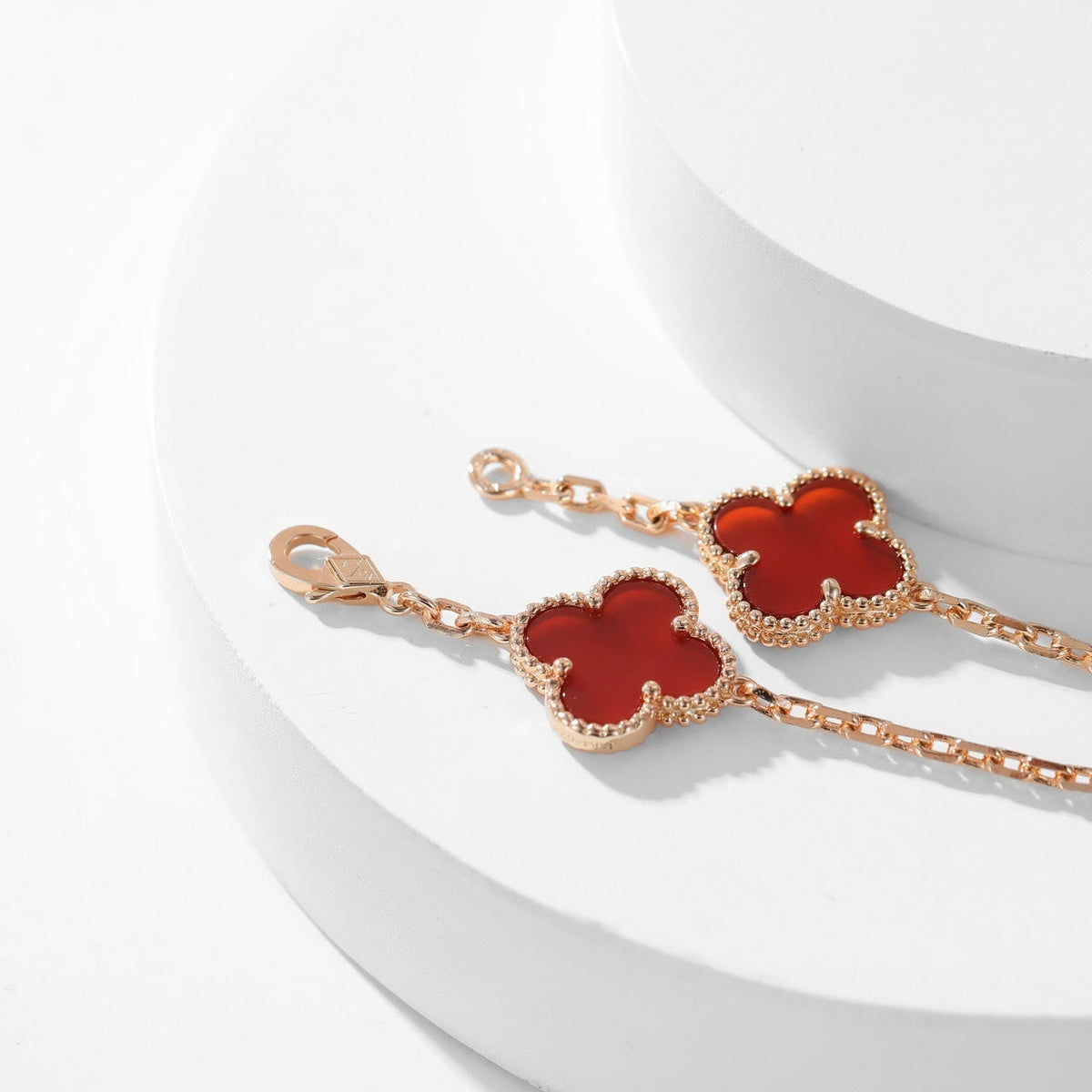 [Riva Jewelry ]CLOVER 10 MOTIFS CARNELIAN NECKLACE