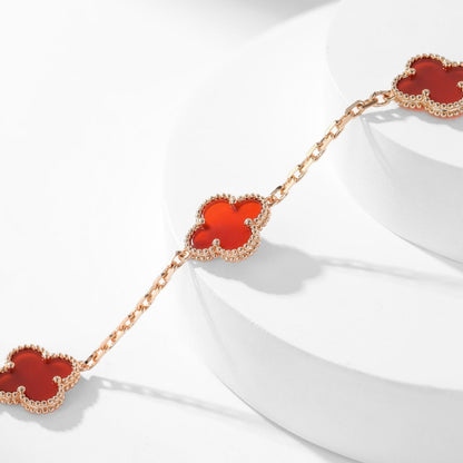 [Riva Jewelry ]CLOVER 10 MOTIFS CARNELIAN NECKLACE