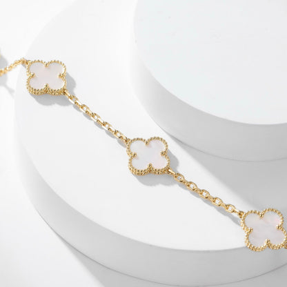 [Riva Jewelry ]CLOVER 10 MOTIFS WHITE MOTHER OF PEARL NECKLACE