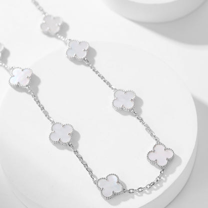 [Riva Jewelry ]CLOVER 10 MOTIFS WHITE MOTHER OF PEARL NECKLACE