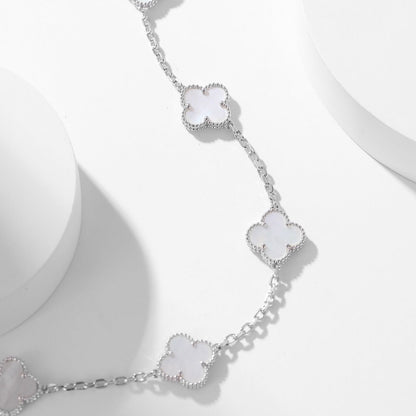 [Riva Jewelry ]CLOVER 10 MOTIFS WHITE MOTHER OF PEARL NECKLACE
