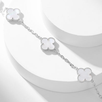 [Riva Jewelry ]CLOVER 10 MOTIFS WHITE MOTHER OF PEARL NECKLACE