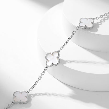 [Riva Jewelry ]CLOVER 10 MOTIFS WHITE MOTHER OF PEARL NECKLACE