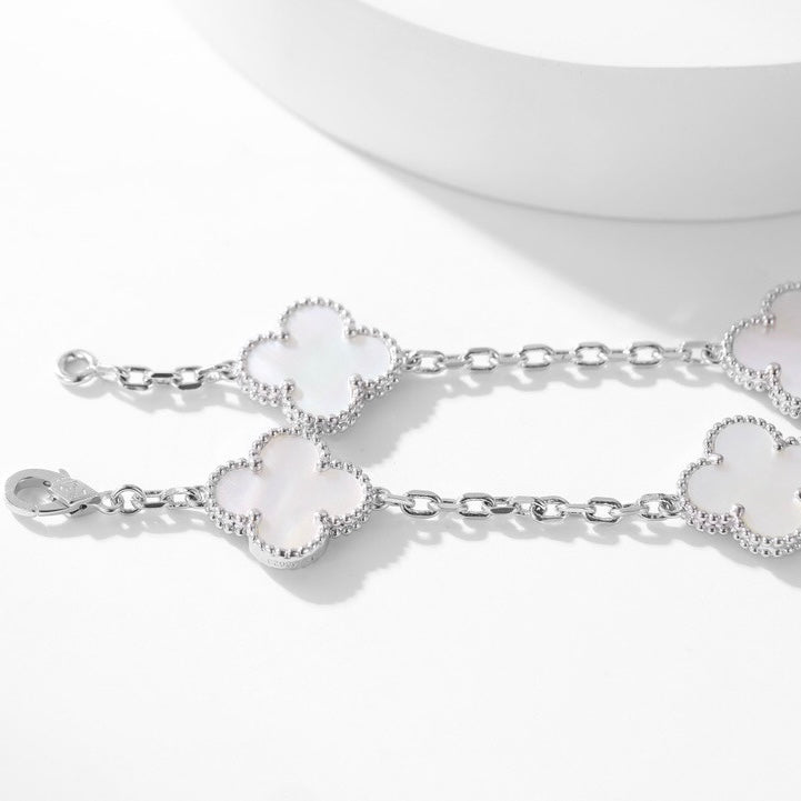 [Riva Jewelry ]CLOVER 10 MOTIFS WHITE MOTHER OF PEARL NECKLACE