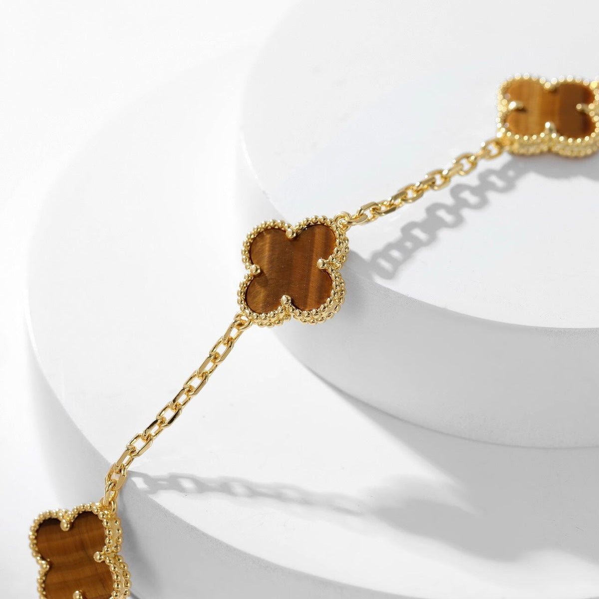 [Riva Jewelry ]CLOVER 10 MOTIFS TIGER EYE NECKLACE