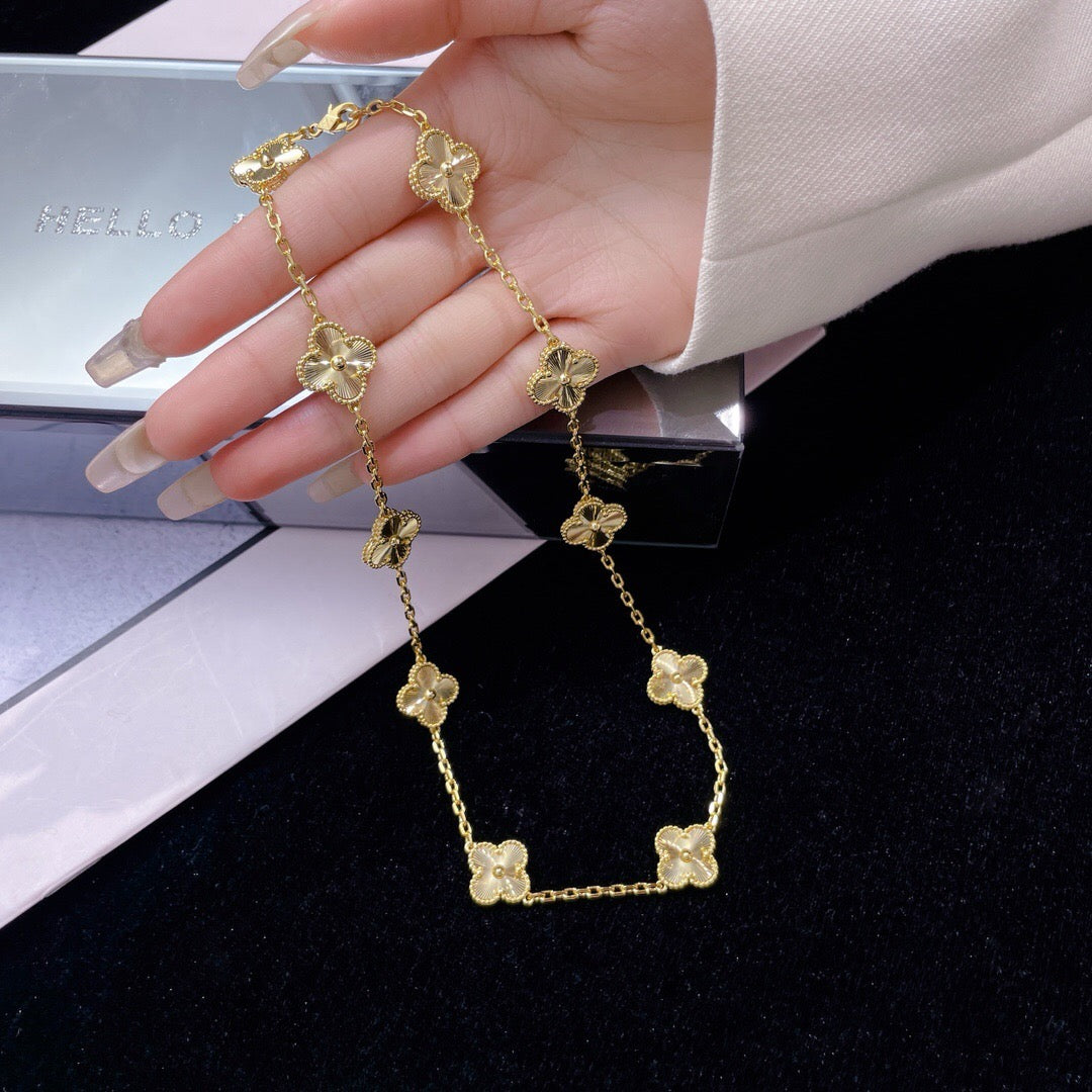 [Riva Jewelry ]CLOVER 10 MOTIFS LASER NECKLACE