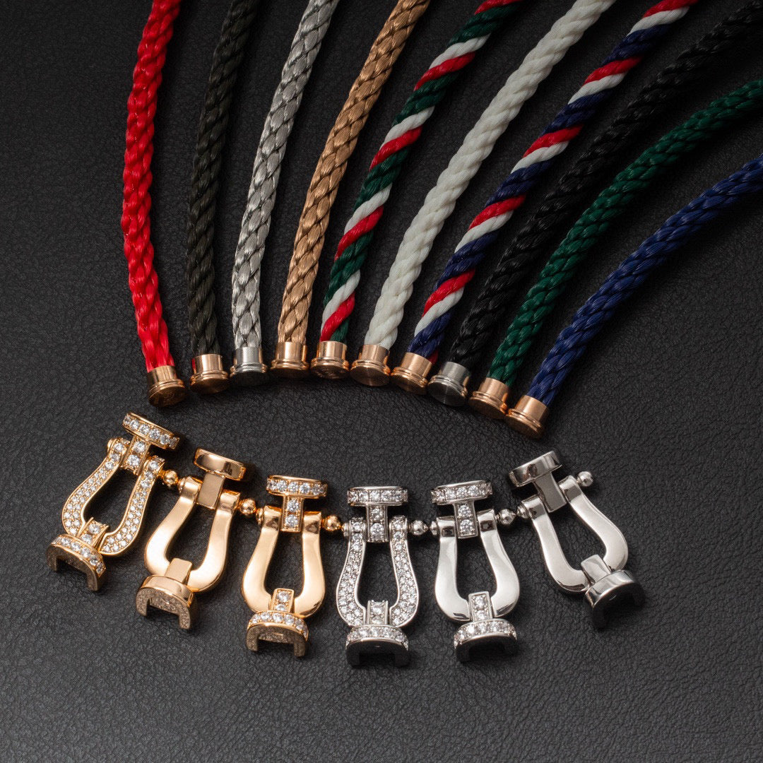 [Riva Jewelry]FORCE LARGE HORSESHOE HALF DIAMOND BRACELET - GOLD