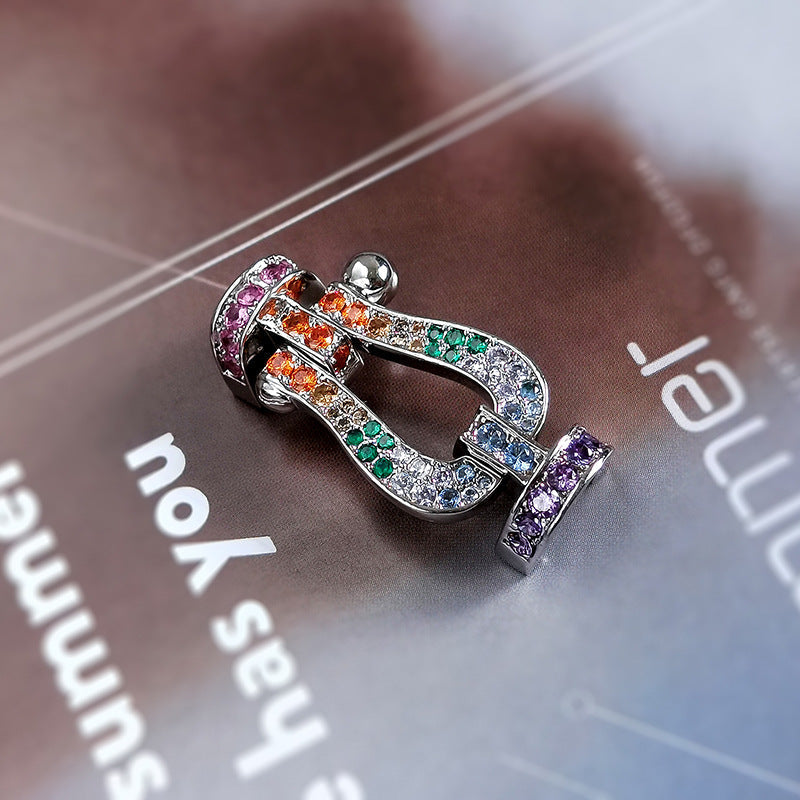 [Riva Jewelry]ARMBAND "FORCE LARGE HORSESHOE" MIT FARBIGEN DIAMANTEN - WEISSGOLD
