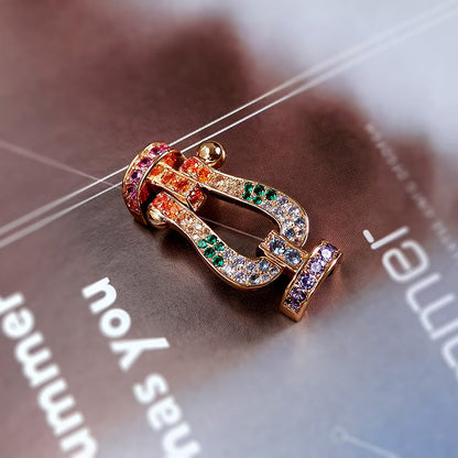 [Riva Schmuck]ARMBAND "FORCE LARGE HORSESHOE" MIT FARBIGEN DIAMANTEN - ROSÉGOLD