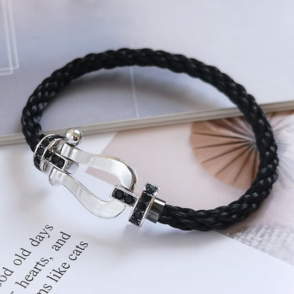 [Riva Jewelry ]FORCE LARGE HORSESHOE BLACK DIAMOND BRACELET SILVER
