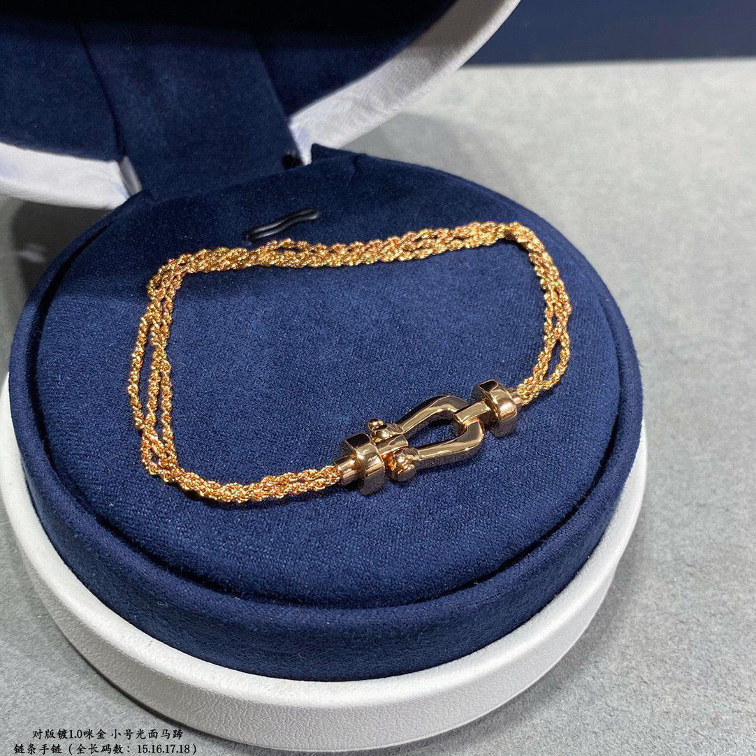 [Riva Jewelry ]FORCE SMALL HORSESHOE  DIAMOND CHAIN ROPE BRACELET