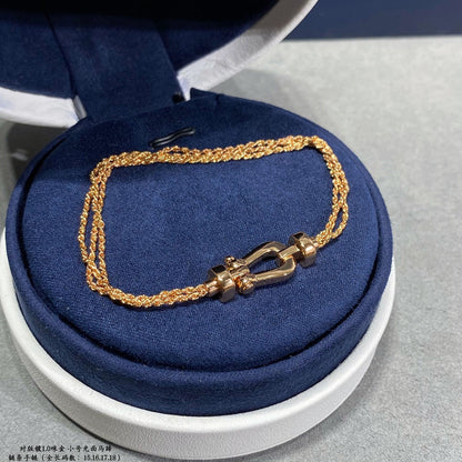 [Riva Jewelry ]FORCE SMALL HORSESHOE  DIAMOND CHAIN ROPE BRACELET