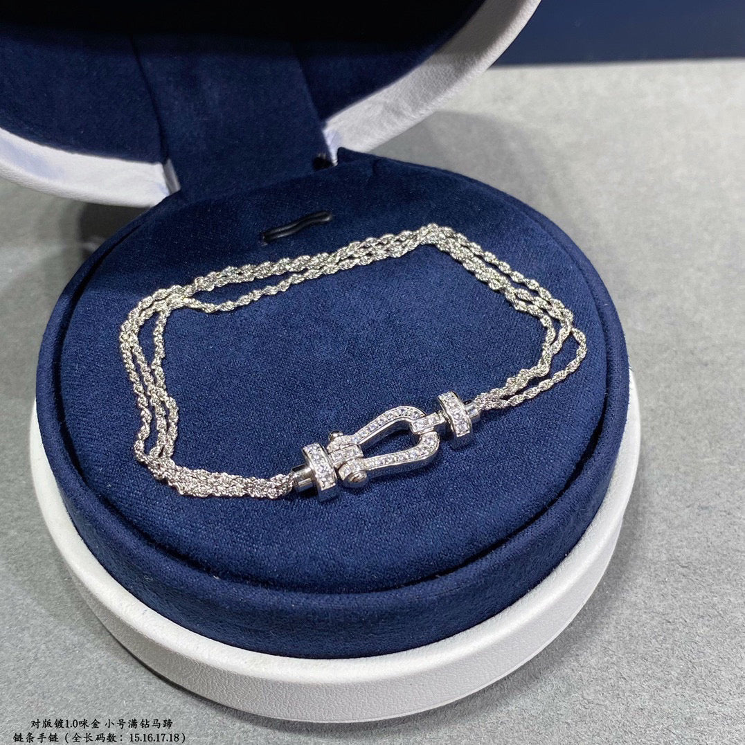 [Riva Jewelry ]FORCE SMALL HORSESHOE  DIAMOND CHAIN ROPE BRACELET