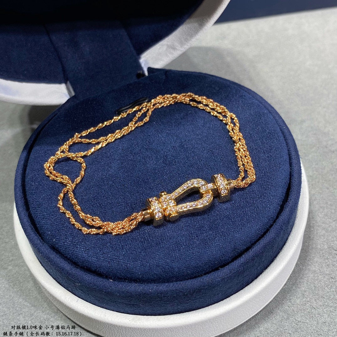 [Riva Jewelry ]FORCE SMALL HORSESHOE  DIAMOND CHAIN ROPE BRACELET