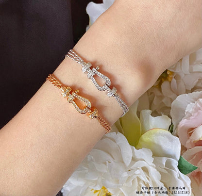 [Riva Jewelry ]FORCE SMALL HORSESHOE  DIAMOND CHAIN ROPE BRACELET