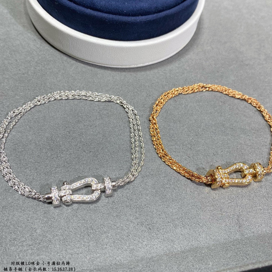 [Riva Jewelry ]FORCE SMALL HORSESHOE  DIAMOND CHAIN ROPE BRACELET